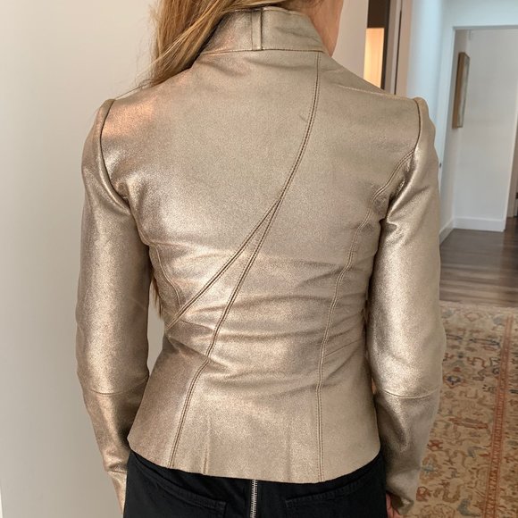 Armani Exchange pale gold leather jacket - Picture 3 of 9